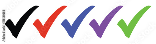 A Set of Five Checkmarks in Different Colors