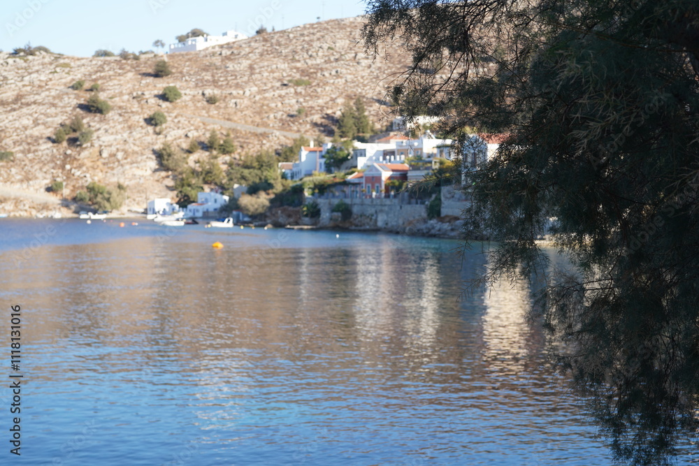 Fototapeta premium picturesque waterfront and bay on Symi Island , Greece