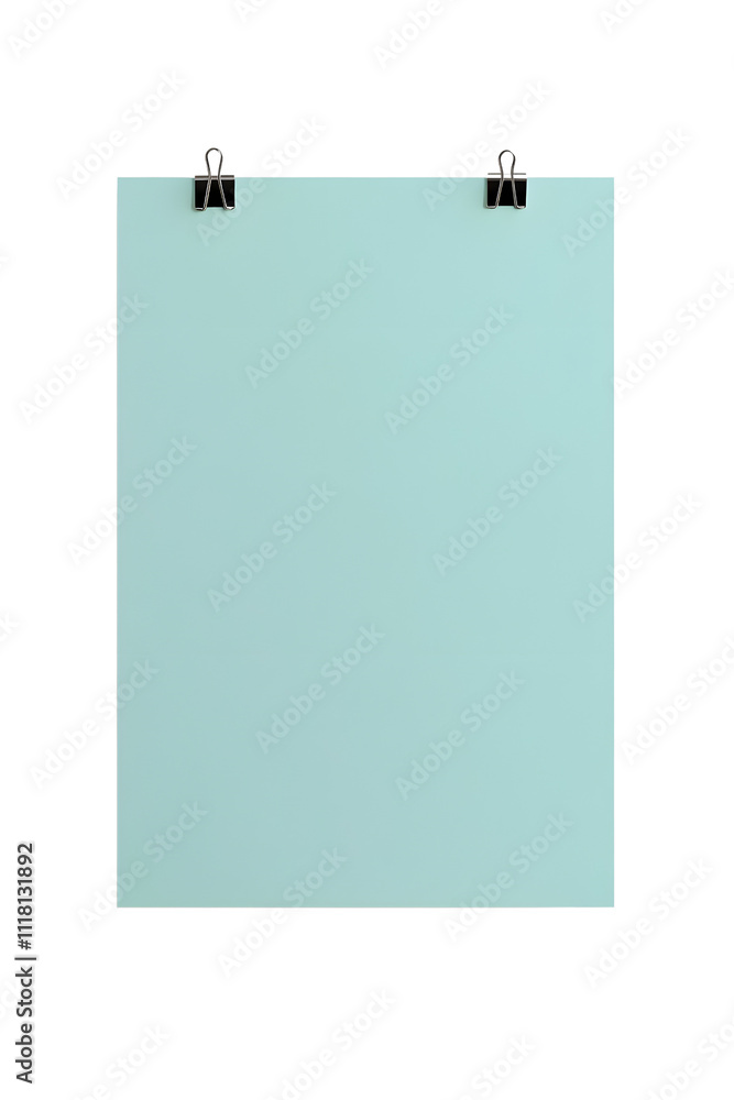 Blank Light Green Paper Sheet with Binder Clips Blank Light Green Paper Sheet with Binder Clips