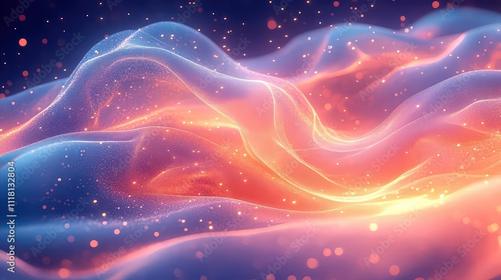 Abstract waves of light and color creating a dreamy, ethereal atmosphere. Abstract waves of light and color creating a dreamy, ethereal atmosphere.