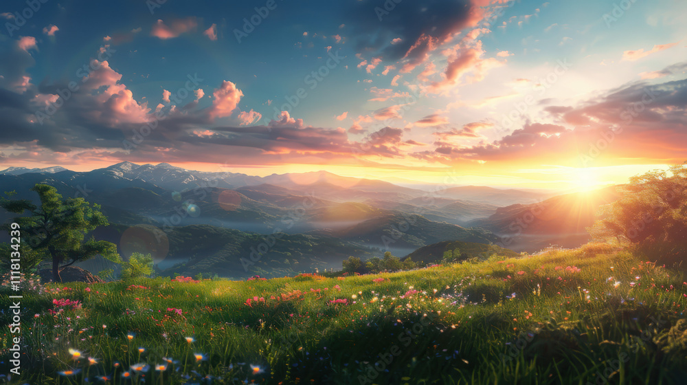 Dramatic sunset over rolling hills nature landscape photography tranquil environment scenic viewpoint fiery orange and purple skies Dramatic sunset over rolling hills nature landscape photography tranquil environment scenic viewpoint fiery orange and purple skies
