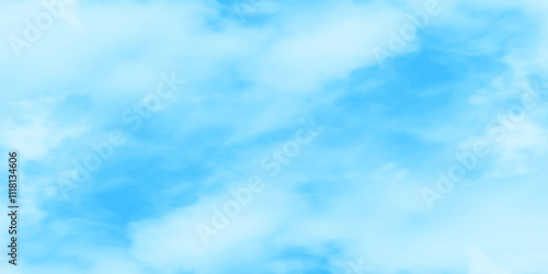 Blue sky with white clouds background, Romantic sky, nature background of romantic summer blue sky with fluffy clouds, Beautiful puffy clouds in bright blue sky in day sunlight.