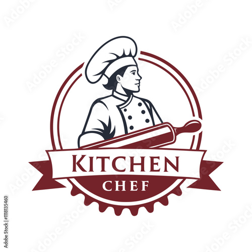 Chef with Knife Logo for Culinary Branding photo