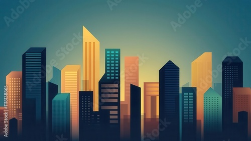 A futuristic cityscape with fintech startups as architectural symbols, financial technology innovation