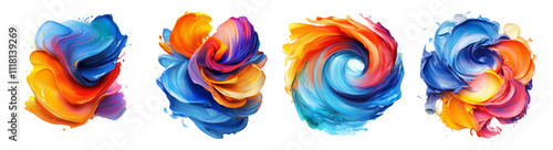 Colorful Swirls on Transparent Background