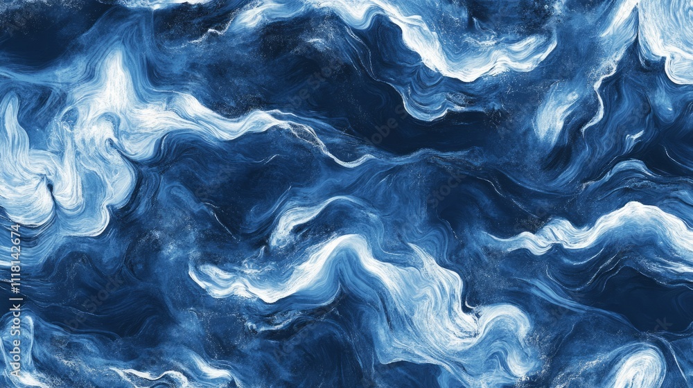 Obraz premium Abstract blue and white swirling paint texture.