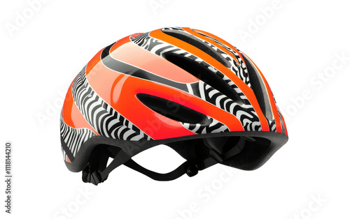 Brightly Colored Cycling Helmet on Transparent Background photo