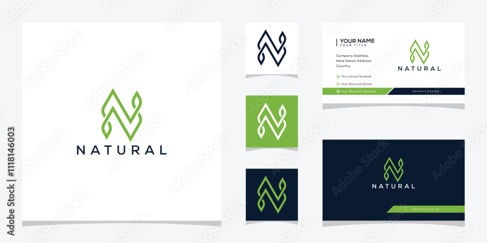 Initial letter N green leaf flower floral natural, logo design graphic vector icon Initial letter N green leaf flower floral natural, logo design graphic vector icon