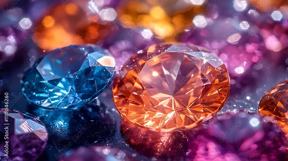 Stunning gemstones display highlighting vibrant sparkles and colorful details in close up pictures Stunning gemstones display highlighting vibrant sparkles and colorful details in close up pictures