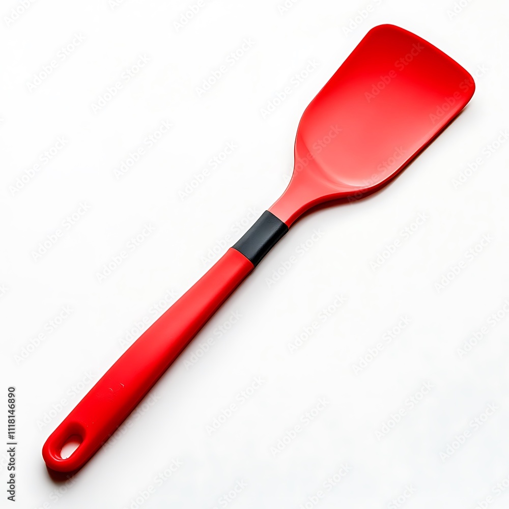 Anime spatula with a bright red handle on a white background Anime spatula with a bright red handle on a white background