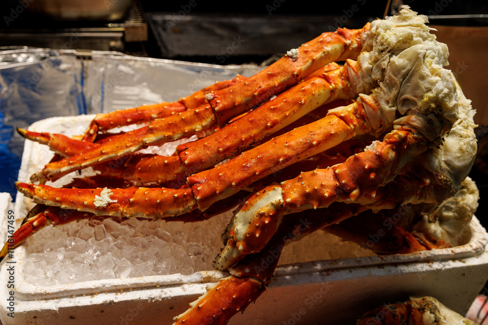 Enjoy the exquisite taste of Fresh Alaskan King Crab legs served beautifully on ice Enjoy the exquisite taste of Fresh Alaskan King Crab legs served beautifully on ice