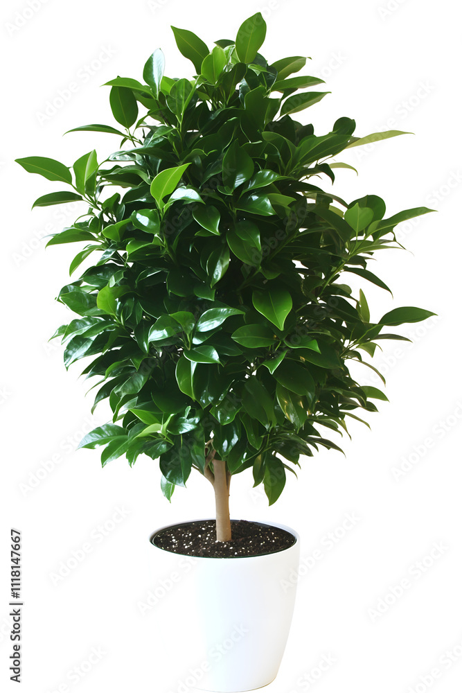 Lush Green Ficus Plant in White Pot Lush Green Ficus Plant in White Pot