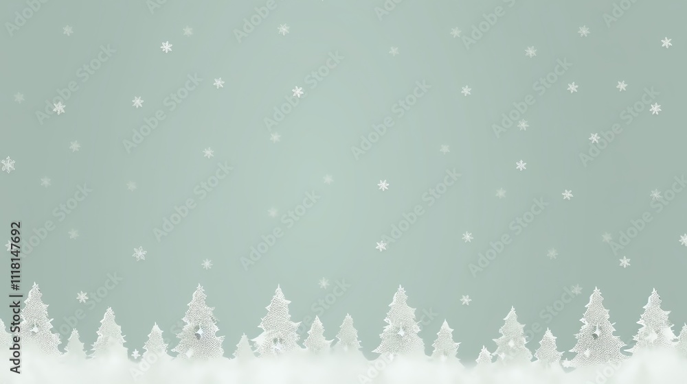 Snowy pine tree forest with falling snowflakes. Snowy pine tree forest with falling snowflakes.