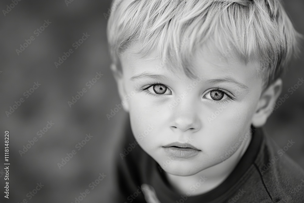 A soulful portrait of a thoughtful young boy gazing into the distance, evoking innocence and curiosity, captured in black and white with rich emotional depth. A soulful portrait of a thoughtful young boy gazing into the distance, evoking innocence and curiosity, captured in black and white with rich emotional depth.