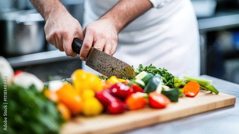 Chef Chopping Fresh Vegetables Chef Chopping Fresh Vegetables