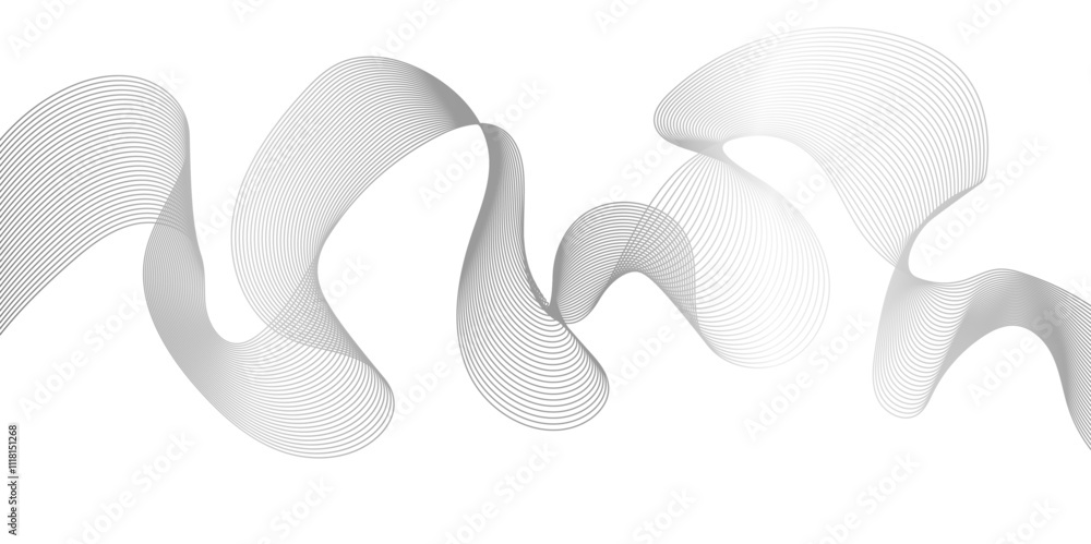 Fototapeta premium Multicolor gradient wave lines vector background, twisted curve lines and blend effect, frequency sound wave lines, 3d contour line patterned background illustration. 