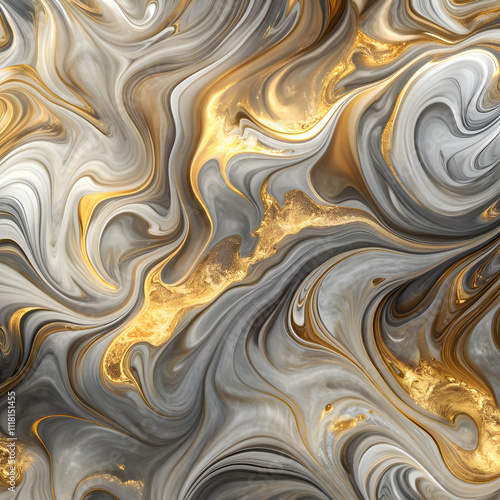 Abstract Swirling Background with Gold Accents.