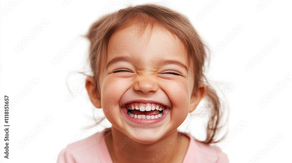 A happy little girl laughing isolated on a white background A happy little girl laughing isolated on a white background