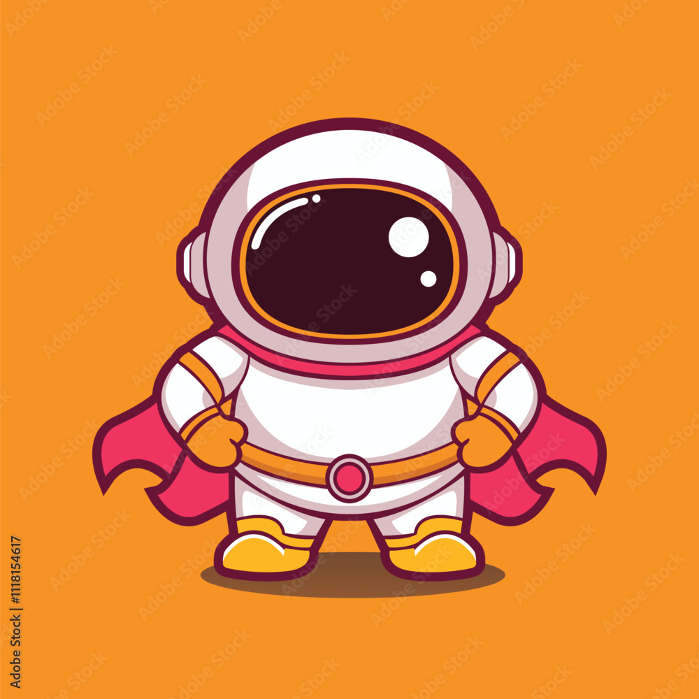 Obraz premium Astronaut Super Hero Cartoon Illustration Vector