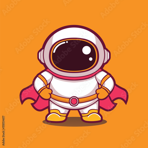 Astronaut Super Hero Cartoon Illustration Vector photo