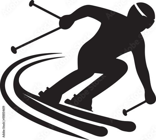Skiing Silhouette Vector Graphic Download Stock Image