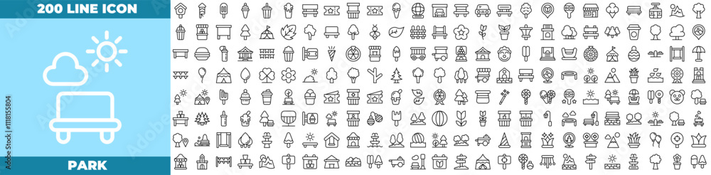 Fototapeta premium Park Line Editable Icons set.