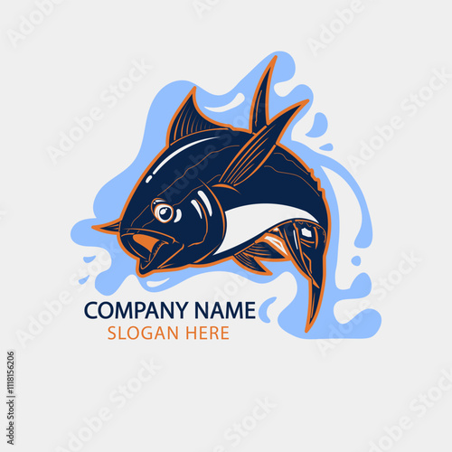 albacore fish logo design template