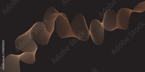 Modern multicolor wave of light is displayed on black background, Abstract wavy lines and neon glow on a black background, soundwave on a dark reflective surface.	