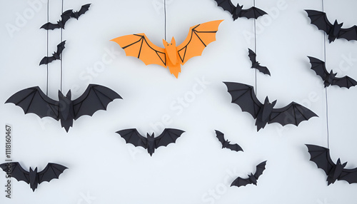 Halloween and decoration concept paper bats flyi Halloween and decoration concept dark black paper 

Halloween and decoration concept paper bats flyi Halloween Bats on Bright Orange whit Background 

 photo