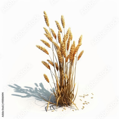 A cluster of golden wheat stalks gently swaying, showcasing the essence of nature's bounty and agricultural beauty.