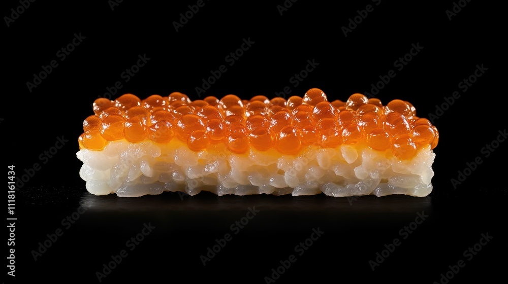 Salmon Roe Sushi on Black Background Salmon Roe Sushi on Black Background