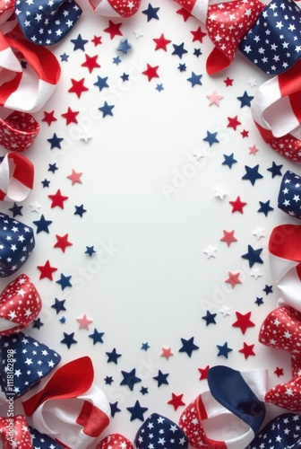Festive patriotic USA flag border. American flag for national holidays. US banner or frame