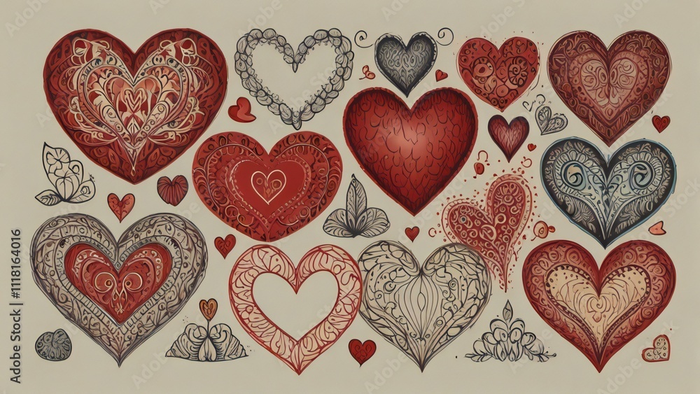 pattern with hearts and flowers pattern with hearts and flowers