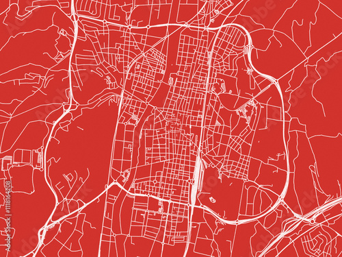 Christmas Map of Granollers, Spain in Snowy White on Festive Red Background. photo