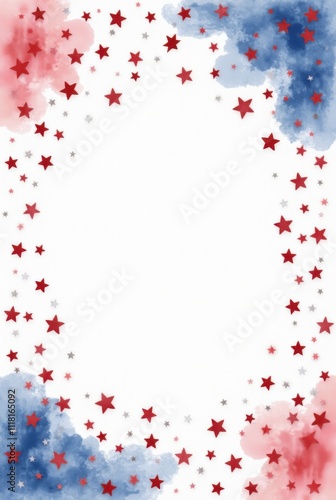 Wallpaper Mural Watercolor patriotic USA flag border. American flag for national holidays. US banner or frame Torontodigital.ca