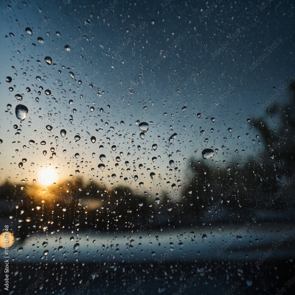 Realistic water droplets on the transparent window.
Realistic water droplets on the transparent window.