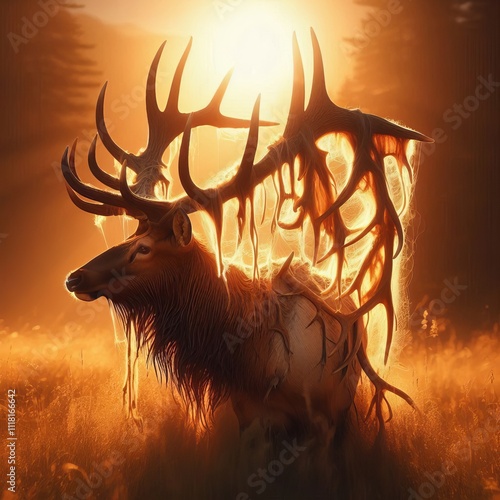 Shedding in the Sun An elk sheds its antlers as the sun shines d photo