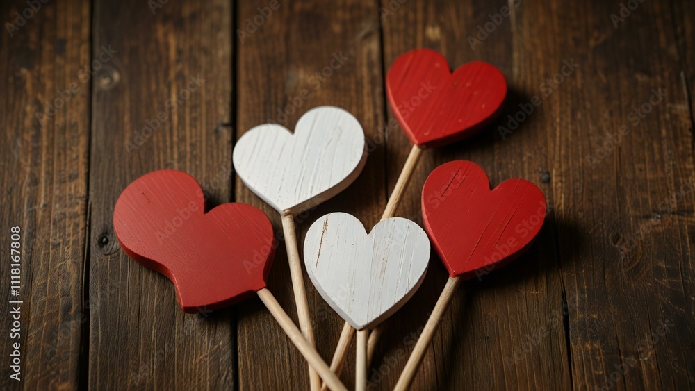 hearts on wooden background hearts on wooden background