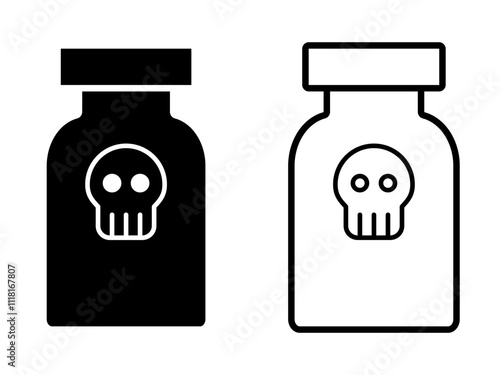 poison bottle icon, flat style pictogram icon for mobile app ui or ux, vector illustration logo symbol design sign, isolated on white