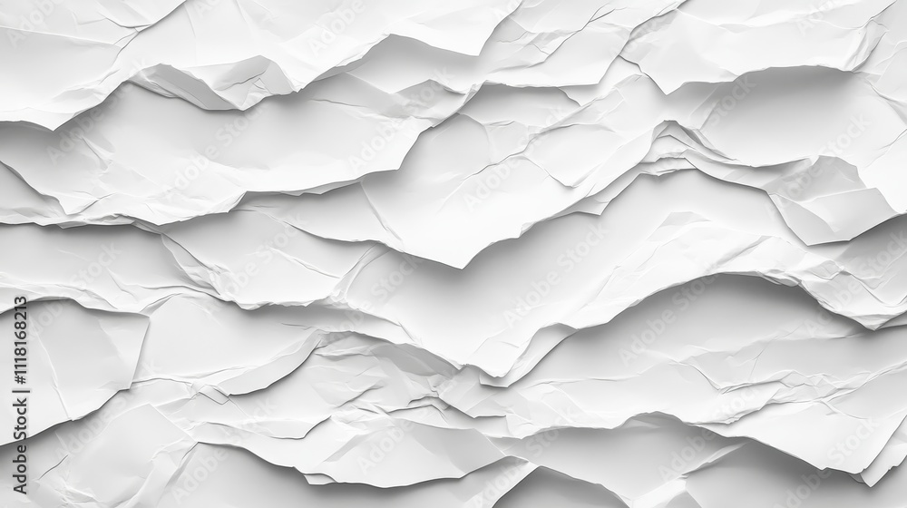 Obraz premium Abstract Background Of Crumpled White Paper, Texture Of Creased And Wrinkled Paper Surface.