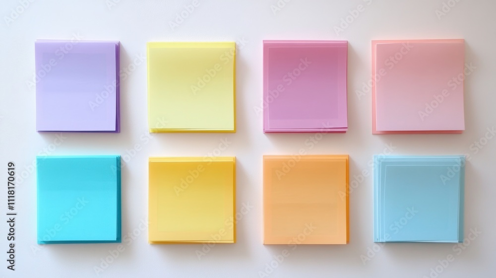 Brightly Colored Sticky Notes on White Background Brightly Colored Sticky Notes on White Background