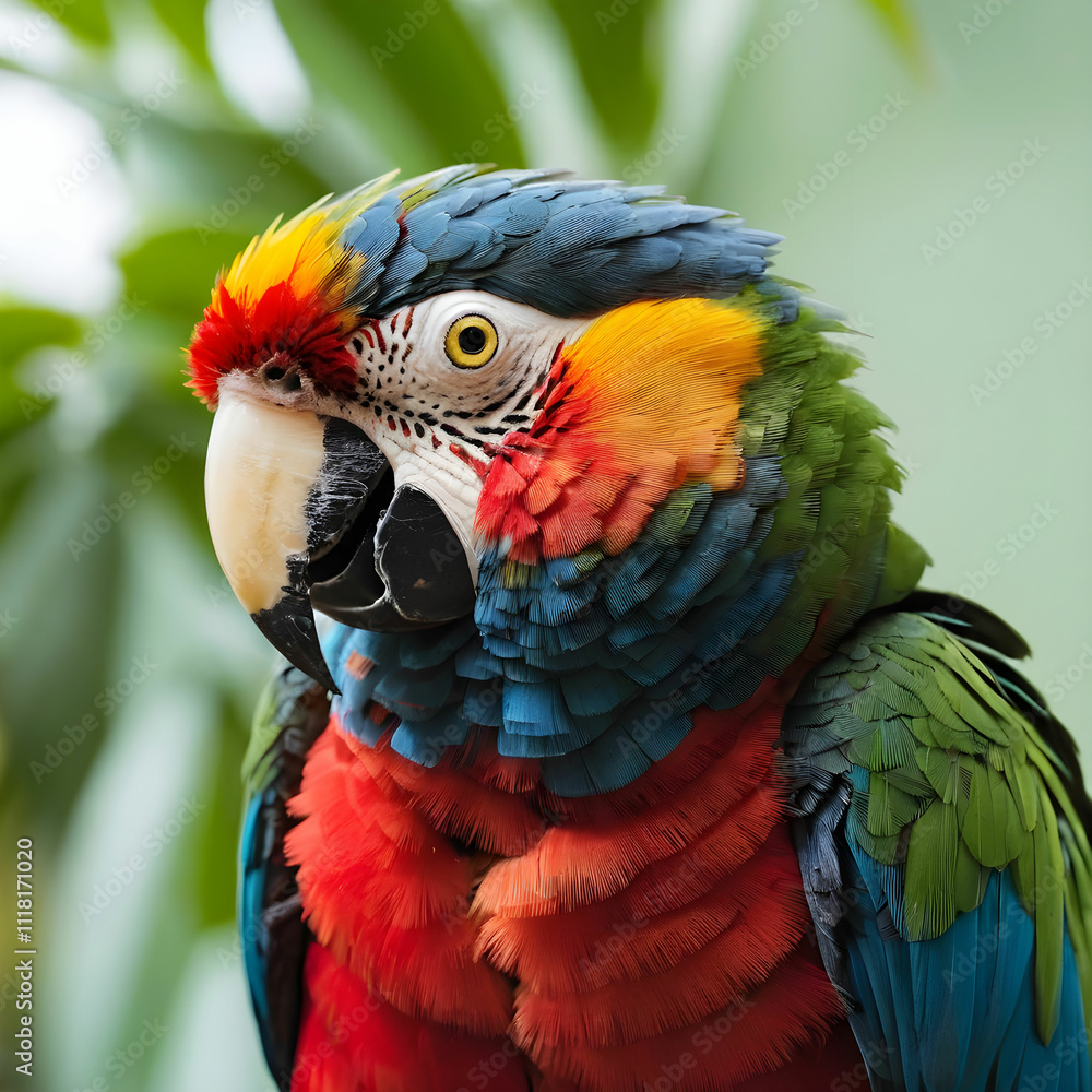 Fototapeta premium Vertical closeup shot of a colorful parrot