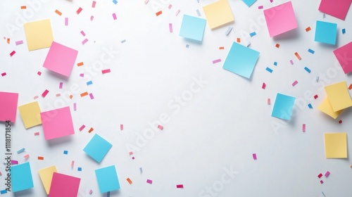 Colorful Sticky Notes on White Surface Background