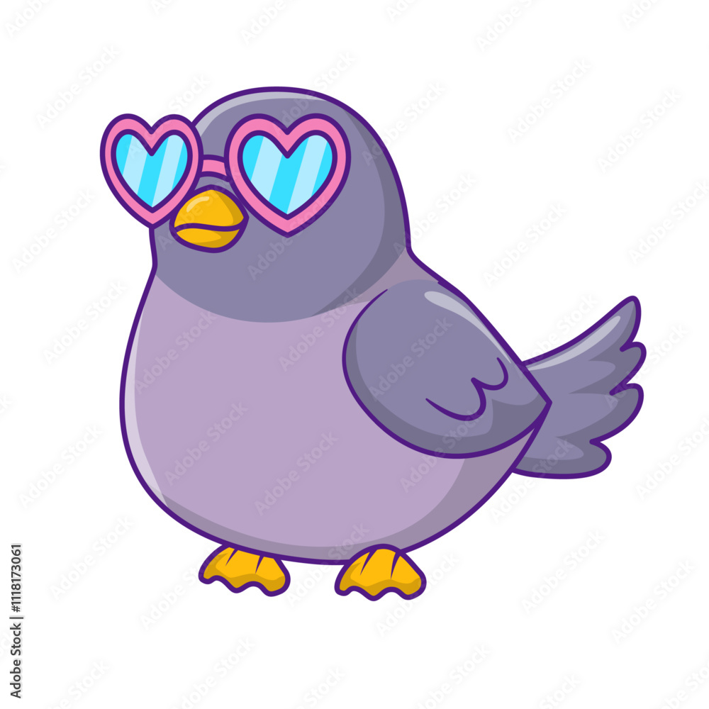 Cute Bird Cartoon Kawaii Sticker. Character Vector Illustration Cute Bird Cartoon Kawaii Sticker. Character Vector Illustration