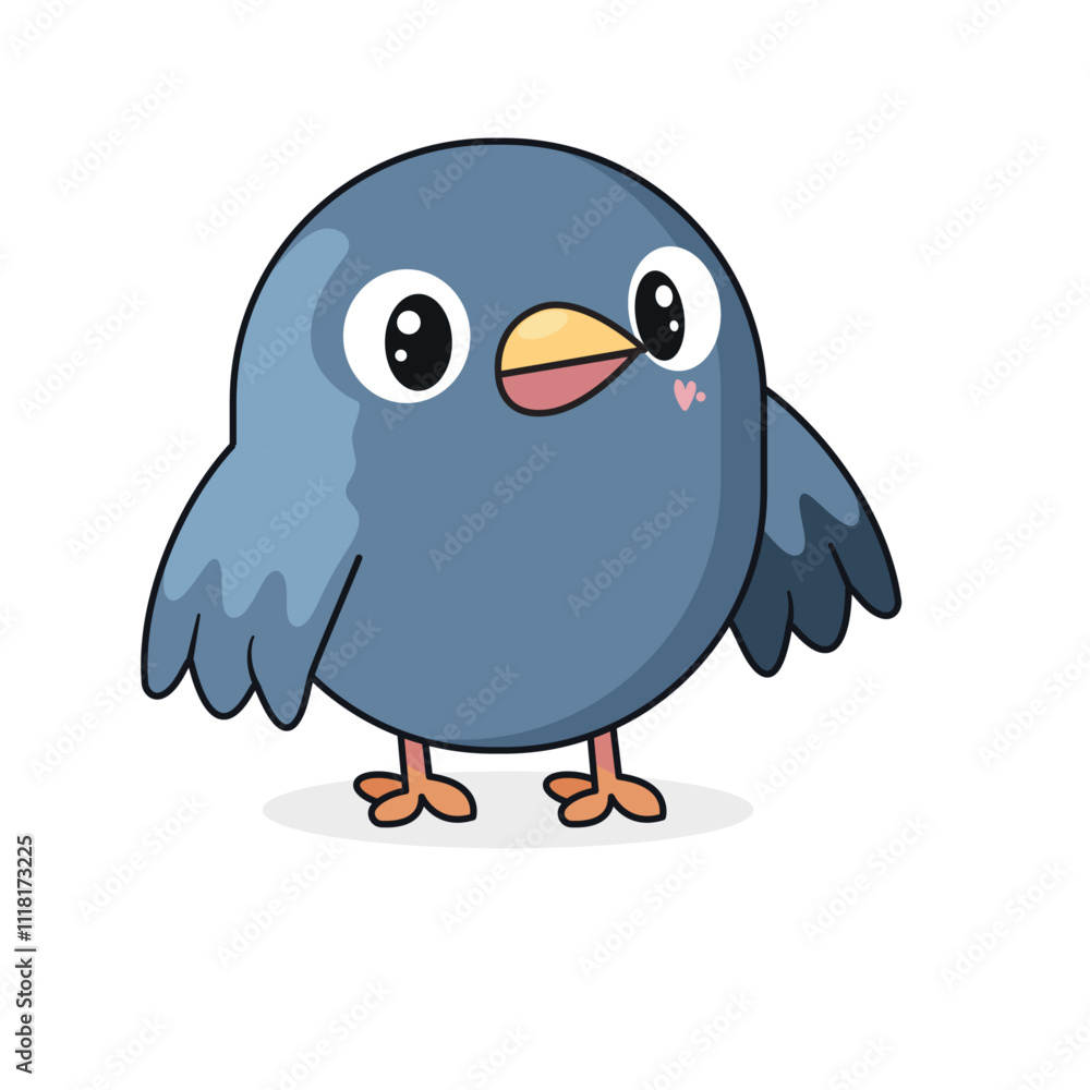 Obraz premium Cute Bird Cartoon Kawaii Sticker. Character Vector Illustration