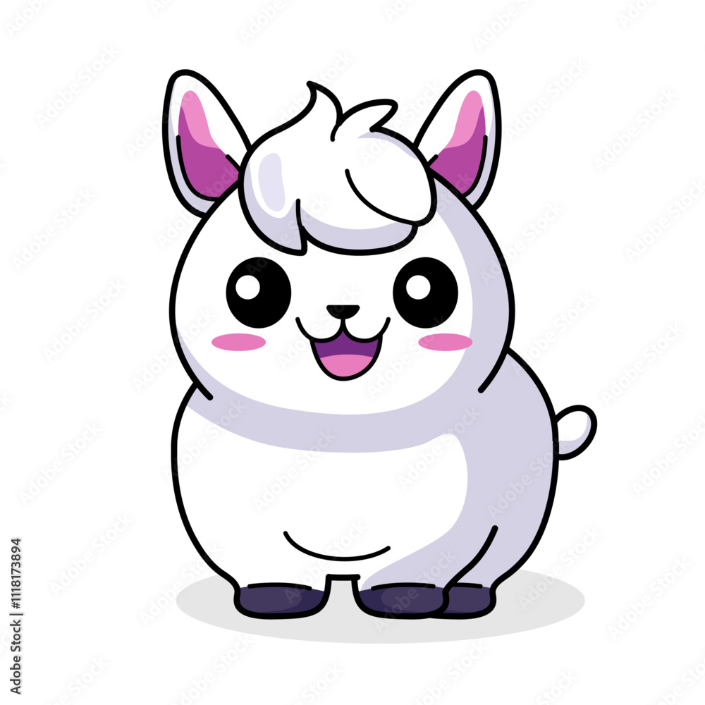 Cute Llama Cartoon Kawaii Sticker. Character Vector Illustration Cute Llama Cartoon Kawaii Sticker. Character Vector Illustration