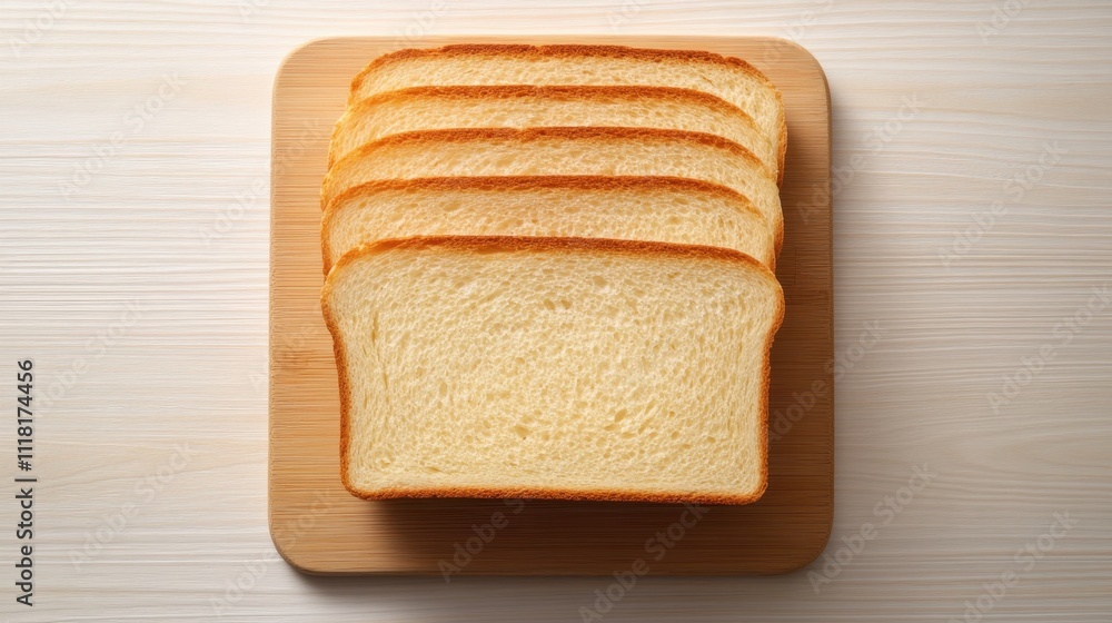 Fototapeta premium Freshly Sliced Bread on Wooden Surface