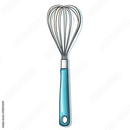 Cartoon egg beater with rotating handles on a white background