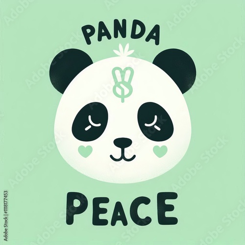 Panda Peace A serene illustration of a panda's face with a calmi photo