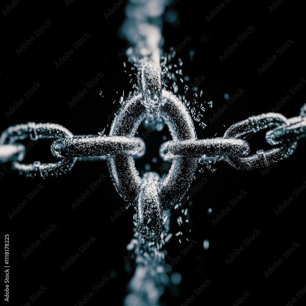 Abstract representation of legal penalties through chains breaking Abstract representation of legal penalties through chains breaking